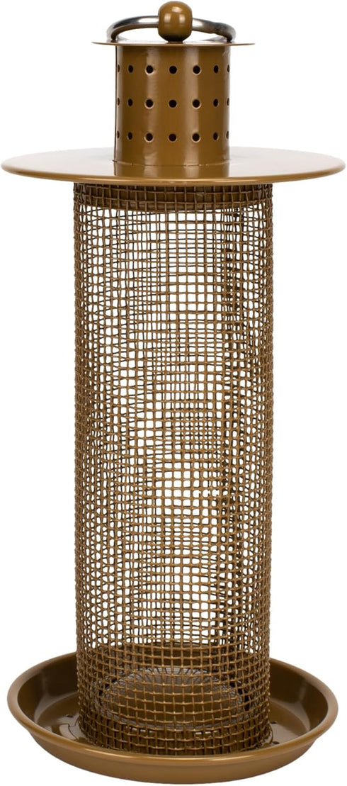 Nat & Jules Small Matte Bronze 9 inch Metal Hanging Outdoor Bird Feeder...