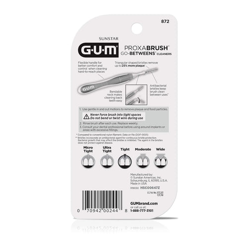 GUM Proxabrush Go-Betweens - Tight - Interdental Brushes - Soft Bristled Dental Picks for Plaque Removal & Gum Health - Safe for Braces & Dental D...