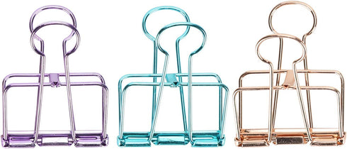 16pcs Binder Clips, Colorful Hollowed Metal Binder Clips Multicolor Paper Binder Clips Metal Paper Clips Iron Wire Paper Clamps for Office Supplie...