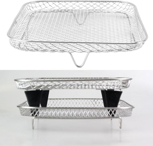Air Fryer Rack, Three Stackable Dehydrator Racks for for, for Instant Vortex, for Nuwave, Stainless Steel Air Fryer Accessories for Ovens, Microwa...