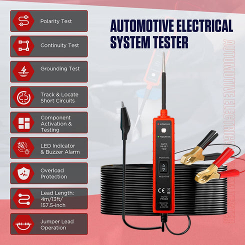 Power Circuit Probe Tester 6V-24V DC Test Light Automotive Short Circuit Finder 12V Auto Electrical Tester Kit 12 Volt Car Fuse Tester Tool Compon...