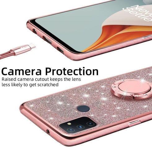 B-wishy for OnePlus Nord N100 Phone Case with Stylus Pen, Luxury Glitter Sparkles Cute Silicone TPU Case for Women Girls with Kickstand, Bling Rhi...