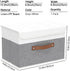 Yawinhe Storage Boxes with Lids, Linen Fabric Bin, Cube Organizer Basket, Washable and Leather Handle, for Home, Closet, White/Grey, 15.0''Lx9.8''...