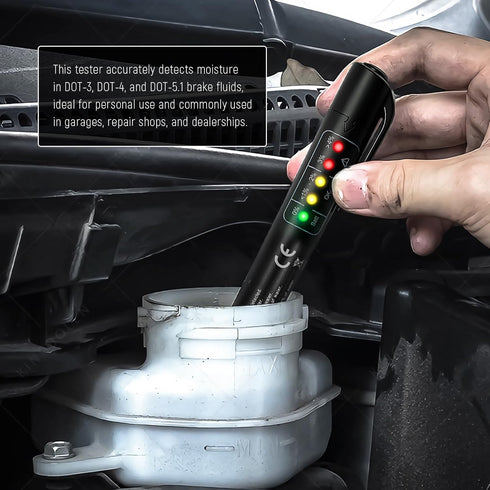 Brake Fluid Tester Pen with 5 LED Indicators, DOT 3/4/5.1 Brake Fluid Moisture Analyzer, Universal Brake Diagnostic Tool for Car Maintenance...