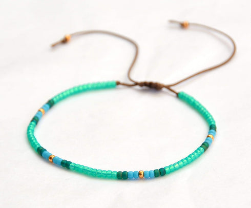 Anklet for Women, Unique Beaded Anklet, Native American Style, Green Turquoise Colorful Boho Hippie Beach Waterproof Anklet, Handmade by Tribes...
