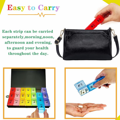 Pill Organiser, Large Tablet Organiser, Weekly Pill Box 7 Day 3 Times a Day, Medication Organizer, Medicine Storage Box with Dust-Proof Container ...