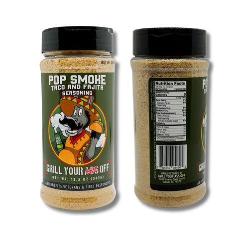 Pop Smoke Taco & Fajita Seasoning by Grill Your As Off - BBQ & Grill Seasoning - Dry Rub for Beef, Steak, Burgers, Pork & Chicken - MSG & Gluten F...