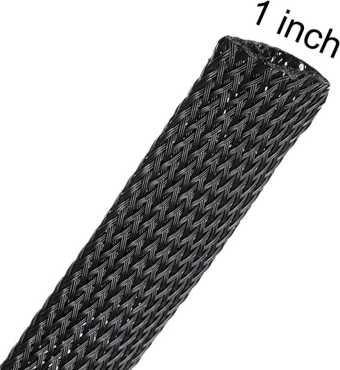 uxcell 50 Ft - 1 Inch Expandable Braided Cable Sleeve, PET Cable Management Wire Sleeving Cord Protector, Wire Wrap Loom Tube for TV Computer Audi...