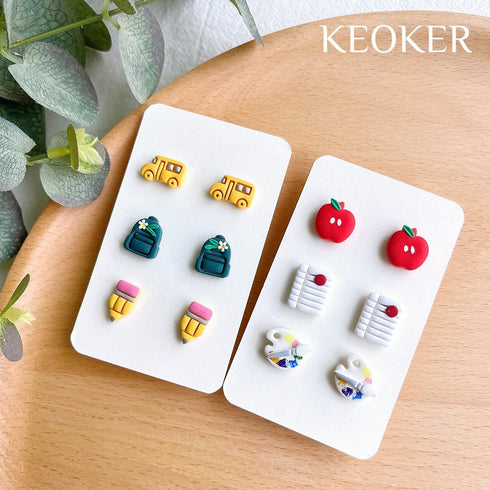 KEOKER School Clay Cutters, Polymer Clay Earrings Cutters for Jewelry Making, Polymer Clay Cutters, 7 Shapes Polymer Clay Earrings Tools (studs cl...