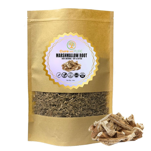 Cure wid Pure Organic Marshmallow Root Herb 4 Oz – Cut & Sifted Marshmallow Root Tea in Eco-Friendly Resealable Bag Versatile Choice for Herbal Te...