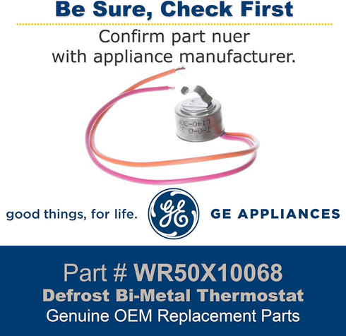 GE WR50X10068 Genuine OEM Defrost Bi-Metal Thermostat for GE Refrigerators