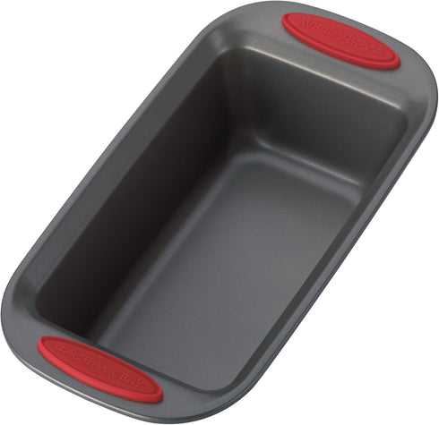 Rachael Ray 47962 Yum-o! Bakeware Oven Lovin' Nonstick Loaf Pan, 9-Inch by 5-Inch Steel Pan, Gray with Red Handles...