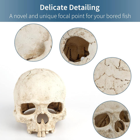 Uniclife Aquarium Skull Reptile House Decor Resin Head Skeleton Ornament for Tank Landscape Decorative Hideout Cave Shelter for Small Fish Shrimp ...