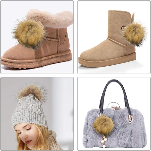 12 Pieces Faux Fur Pom Pom Balls Fur Fluffy with Elastic Loop for Hats Shoes Scarves Gloves Scarves Bag Key Chain Charms Accessories (Faux Mink Fu...