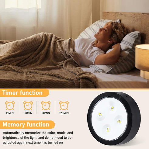 Black Battery Light Bulb, Battery Operated Puck Lights with Remote, AA Battery powered E26 Bulb with Memory Function, dimmable cordless light bulb...