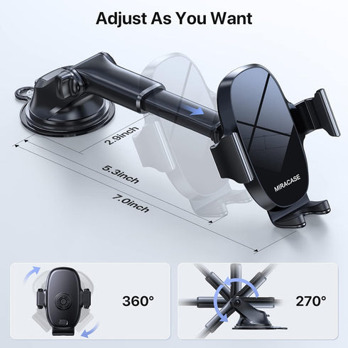 Miracase 3-in-1 Cell Phone Holders for Your Car, Universal Car Phone Holder Mount for Car Dashboard Air Vent Windshield Compatible with iPhone 15 ...