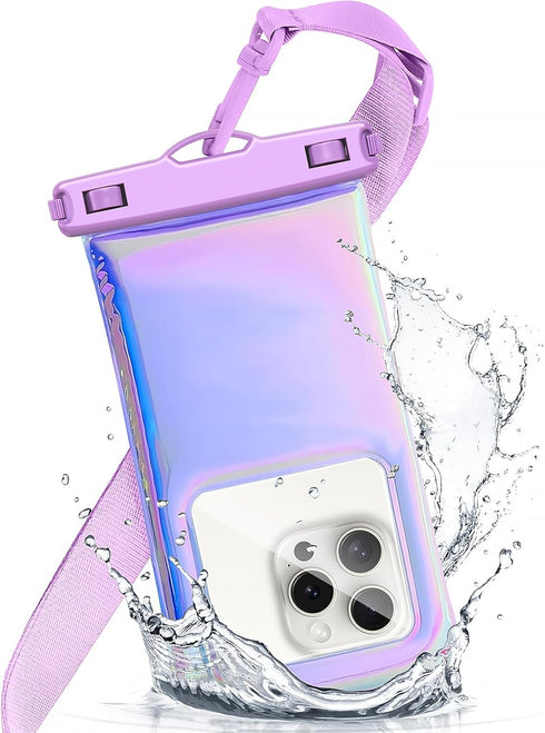 Floating Waterproof Phone Pouch, Soap Bubble Waterproof Case with Crossbody Lanyard for iPhone 15 14 13 Pro Max, IP68 Cellphone Dry Bag Beach Crui...