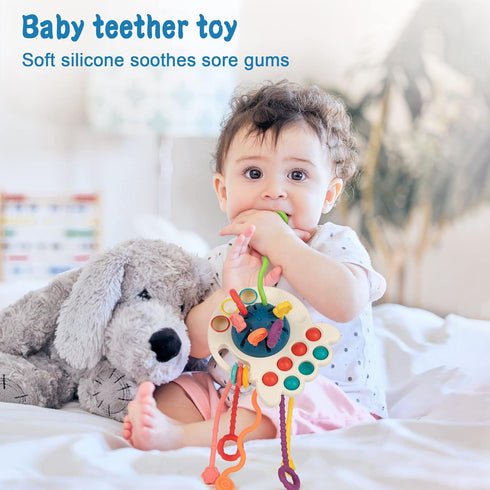 Montessori Toys for 18M+, Food Grade Silicone Pull String Activity Toy, Sensory Toys for Toddlers, Travel Toys for Babies, Baby Toys Fine Motor Sk...