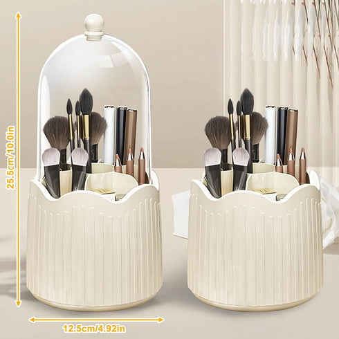 BigKing Makeup Brush Holder with Lid, Brush Holder Makeup Organizer,360 Rotating Dustproof Makeup Brushes Organizer for Vanity Desktop Bathroom Co...