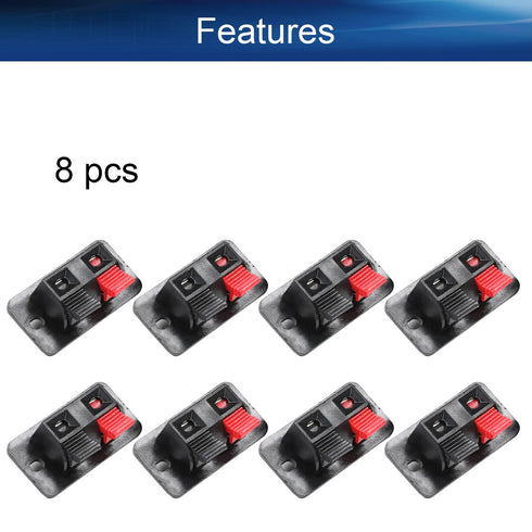 Heyiarbeit 8Pcs 2-Way Speaker Terminal Block Spring Push Release Connector 2 Position Amplifier Spring Jointing Clamp Test Clip...