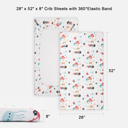 Crib Sheet, Breathable and Ultra Stretchy Crib Sheet for Standard Crib Mattress & Toddler Bed Mattress, Snug Fitted Crib Mattress Cover for Baby B...