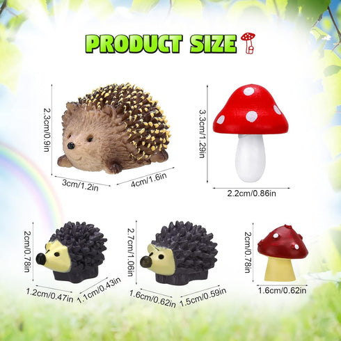 13 Pieces Miniature Fairy Garden Accessories Resin Mini Hedgehogs and Mushroom Garden Accessories Fairy Outdoor Garden Animals Figurines for Fairy...