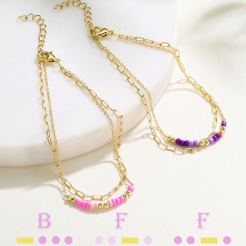 COLORFUL BLING BFF Bracelets 2 Best Friend Friendship Matching Morse Code Pinky Promise Bracelet for Women...