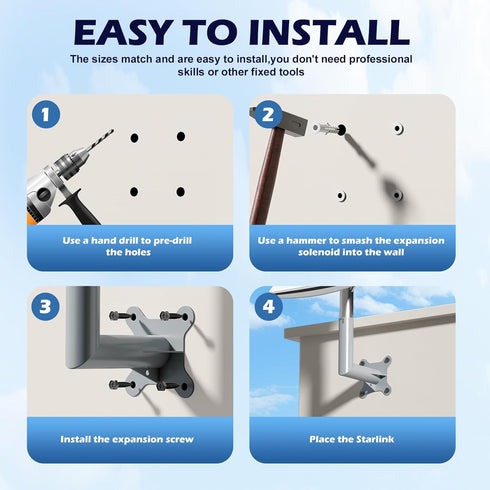 Starlink Mount,Wall Pole Roof Mount Bracket Compatible for Starlink V2, Mounting Kit for Starlink Internet Kit Satellite, Starlink Short Wall Moun...