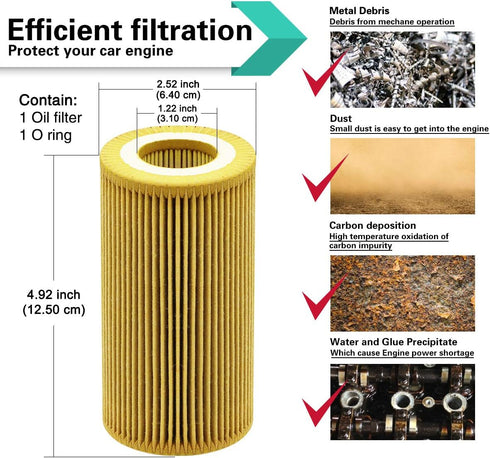 Oil Filter Fits Audi A3, A4, A4 Quattro, TT, TT Quattro; Fits Volkswagen Jetta Passat Beetle Rabbit Golf EOS GTI; Metal Free Replace HU719/6X | Pa...