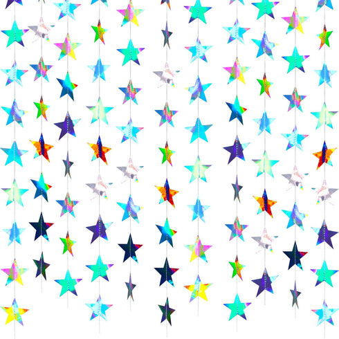 Patelai Glitter Star Garland Banner Decor 130 Feet Star Hanging Bunting Banner Twinkle Backdrop for Classroom Baby Shower Wedding Birthday Christm...