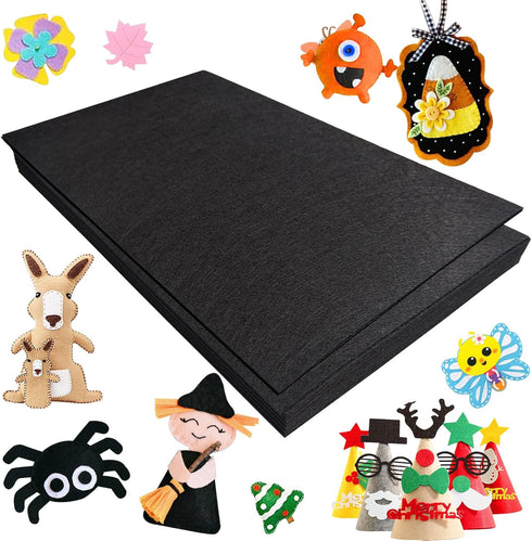 Jtnohx Felt for Crafts, 16 Pcs Felt Fabric, 7"×11.3" Stiff Felt Sheets, Craft Felt Square for for Sewing (Black)...