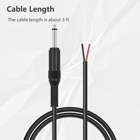 2 Pack 3ft Speaker Wire to 6.35mm 1/4 inch TS Mono Male Plug Adapter Connector to Bare Wire Open End Audio Cable for Microphone Speakers...