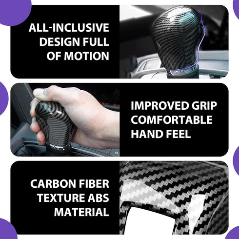 1 PC Car Central Control Gear Shift Head, Carbon Fiber Texture Decorated Transmission Shift Knob Cover, Patch Glossy Texture Tnterior Accessories,...