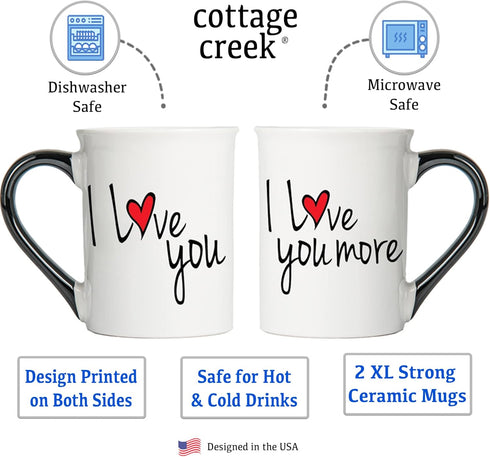 Wedding Gifts for Couples, Coffee Cups, Set of 2 I Love You More Coffee Mugs for Men/Women, Engagement Gift Ideas for Boyfriend, Girlfriend, Brida...