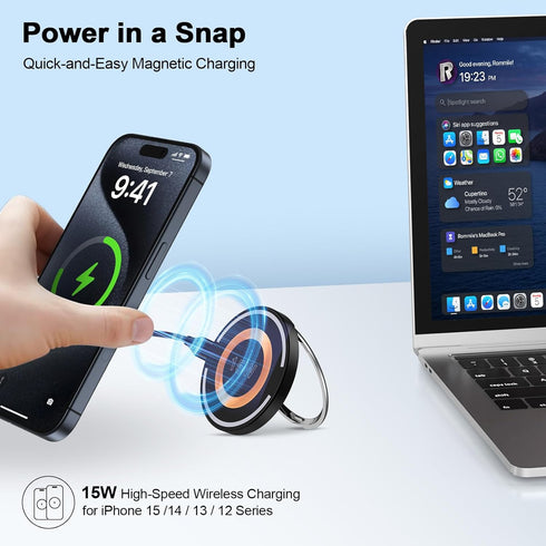 Magnetic Wireless Charger Pad 15W iPhone Magsafe Charger Fast Charging Mat with 20W USB C Charger for iPhone 15 14 13 12 Pro Max Plus SE,Galaxy S2...