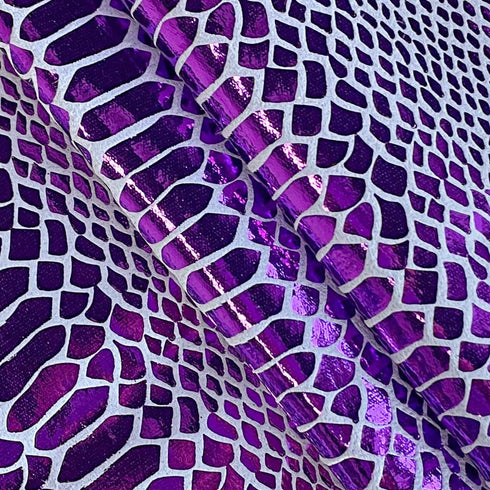 | Snake Skin Texture Faux Leather Fabric 54" Wide, Soft Embossed Vinyl for Sewing Crafts and Home Upholstery, Sold by The Yard (Purple)...
