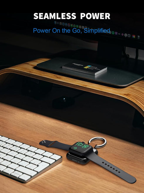 Portable Wireless Charger for Apple Watch 1200mAh, Compatible with Apple Watch Series 9/8/UItra/7/6/5/4/3/2/1SE, Magnetic Apple Watch Charger Keyc...