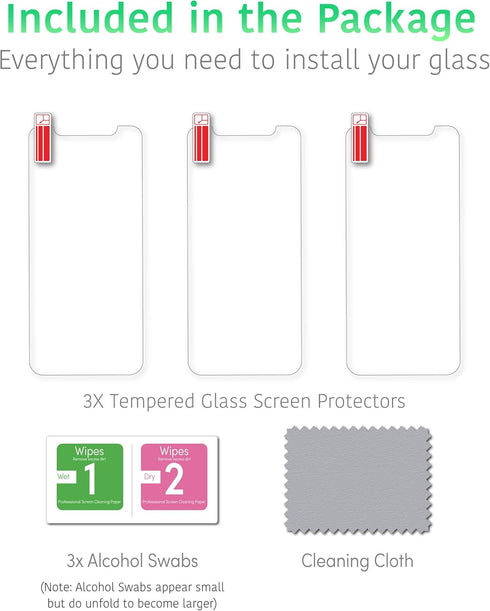 TalkWorks iPhone 11 Screen Protector (Also Fits iPhone XR) 3 Pack Tempered Glass Film Durable 0.33mm 9H Hardness, Shatter Proof, HD Touch Clarity,...