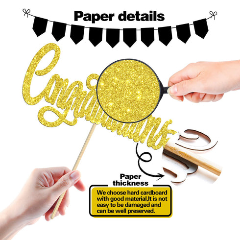 Congratulations Cake Topper, Congrats Grad Graduate, 2025 Graduation/Wedding/Birthday/Anniversary/Retirement Celebration Party Decorations Supplie...