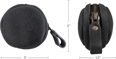 Hide & Drink, Rounded Coin Case, Zippered Wallet, Travel Pouch, Full Grain Leather, Handmade, Charcoal Black...