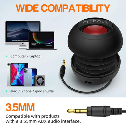 Mini Bass Speaker, mohoss Portable Plug in Speaker with 3.5mm Aux Audio Input, Rechargeable External Hamburger Speaker for iPhone Android Smartpho...