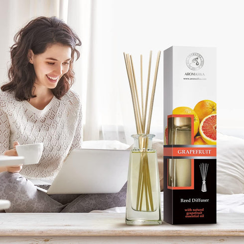 Reed Diffuser Grapefruit 3.4 Fl Oz - Room Diffuser with Grapefruit Essential Oil - Home Fragrance - Aromatherapy Air Freshener - Oil Diffuser - Sc...