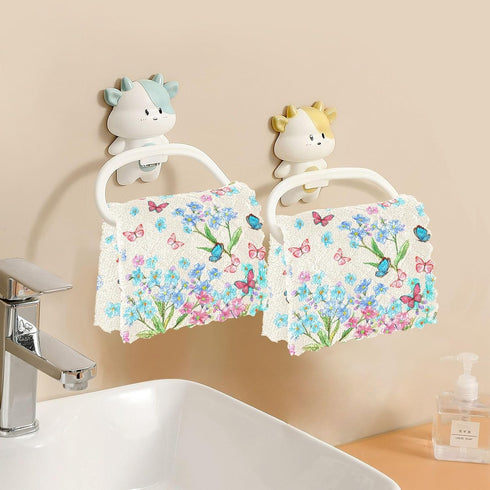 Kitchen Dish Cloths Towels Blue Flowers Butterflies Reusable Super Absorbent Cleaning Dish Rags Nonstick Oil Washable Fast Drying, 12x12 in 6 Pack...