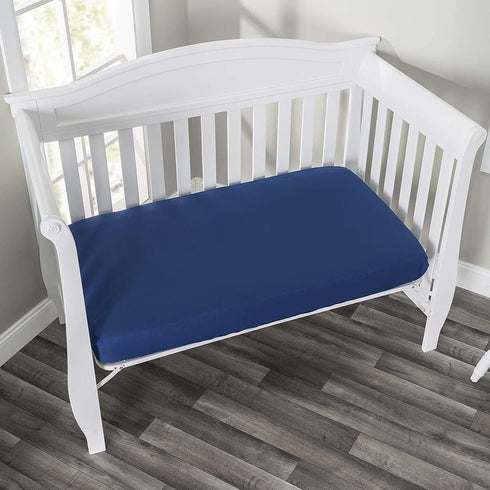 Everyday Kids 2-Pack Fitted Crib Sheets, 100% Soft Breathable Microfiber Baby Sheet, Fits Standard Size Crib Mattress 28in x 52in, Navy Nursery Sh...