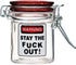 Airtight Glass Herb Mini Storage Jar with Clamping Lid in Choice of Design (Stay the F Out, Small)...