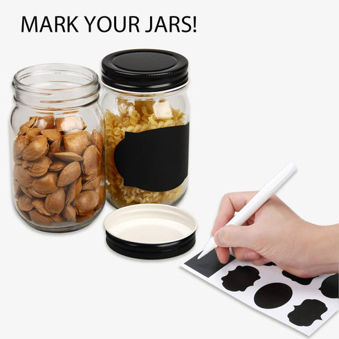 QAPPDA Mason Jars,Glass Jars With Lids 12 oz,Canning Jars For Pickles And Kitchen Storage,Wide Mouth Spice Jars With Black Lids For Honey,Caviar,H...