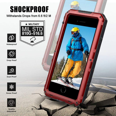 Mitywah Waterproof Case for iPhone SE 2020, Heavy Duty Military Grade Armor Metal Case, Full Body Protective Shockproof Dustproof Strong Rugged Th...