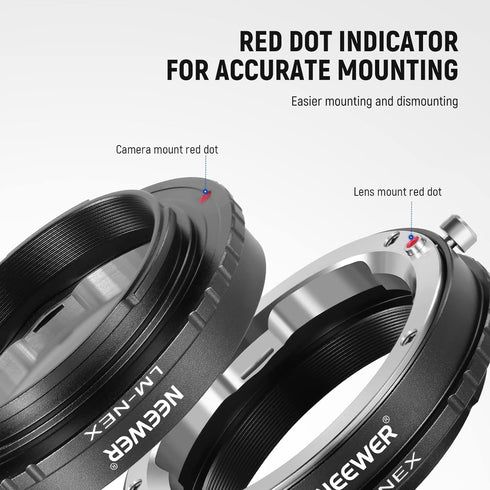NEEWER Lens Mount Adapter Manual Focus Ring Compatible with Leica M Mount Lens to Sony E Mount Camera, Compatible with Sony A1 A9 A7 A7C A7R A7S A...