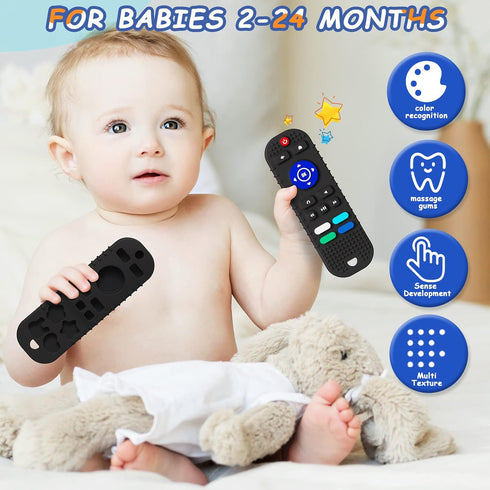 Soft Silicone Teething Toys for Toddlers, Teething Toys for Babies 6-12 Months - Boys Girls Baby Molar Teether Chew Toys Set, Remote Control Shape...