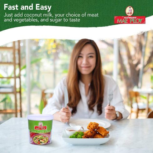 Mae Ploy Green Curry Paste, Authentic Thai Green Curry Paste for Thai Curries & Other Dishes, Aromatic Blend of Herbs, Spices & Shrimp Paste, (14o...